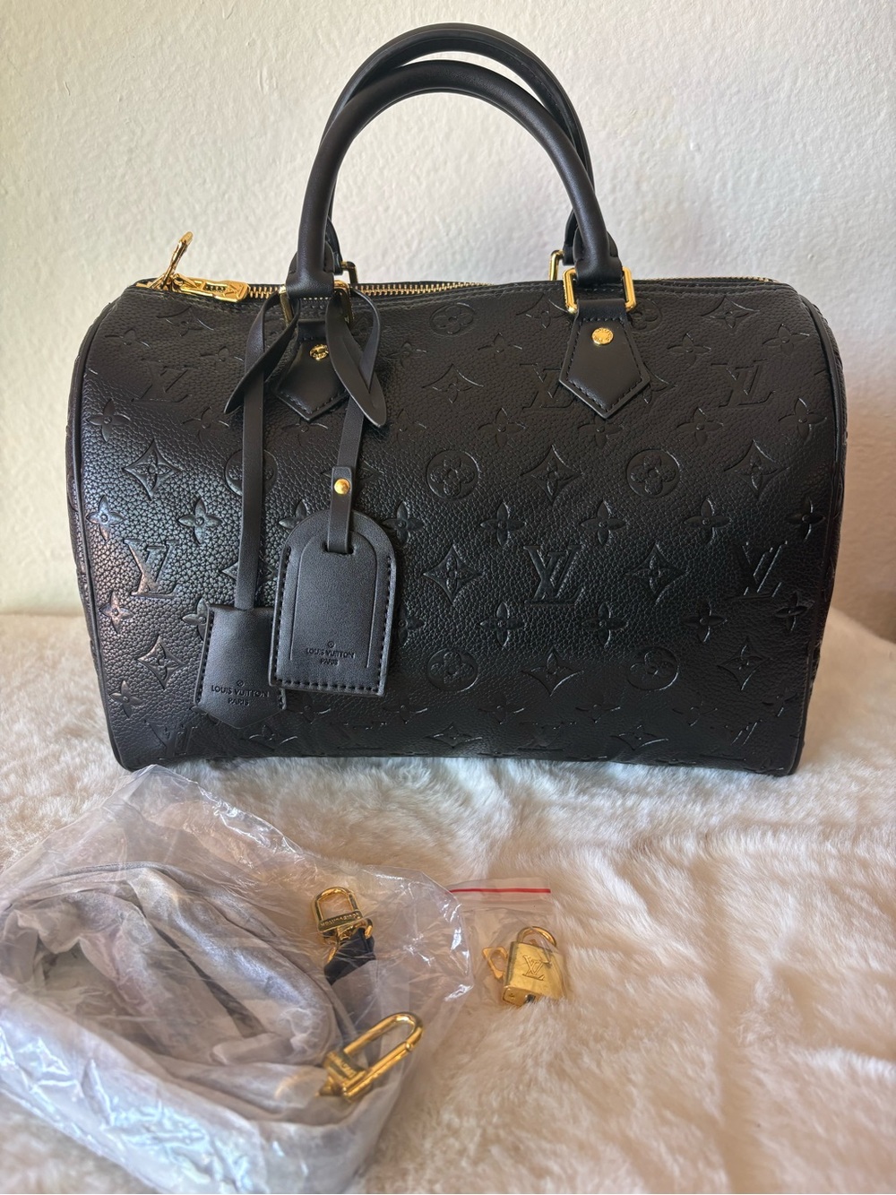 Inspired Black Monogram Empreinte Keepall Speedy Duffel